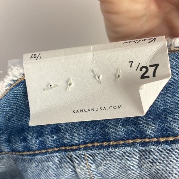 NWT KanCan Women Jean Denim Shorts SZ 7/27 Mid Rise Distressed Belt - Picture 12 of 13